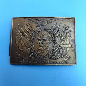 Vintage Abraham Lincoln Civil War Commemorative Belt Buckle Brass L-36 Official